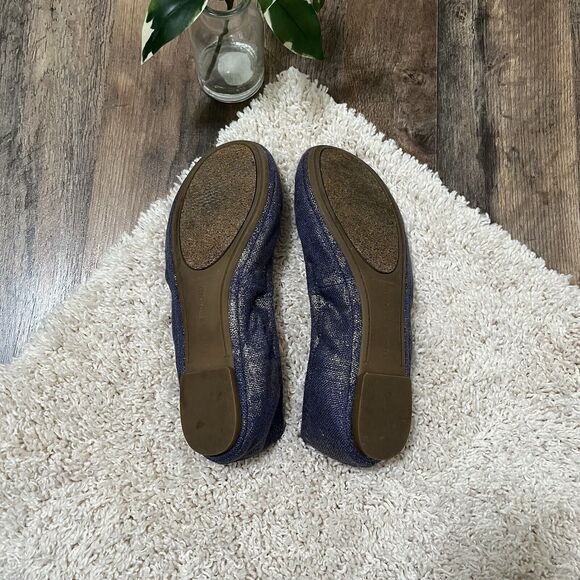 Lucky Brand Size 8 Metallic Blue Canvas Slip-On Emmie Ballet Flats - Picture 6 of 7